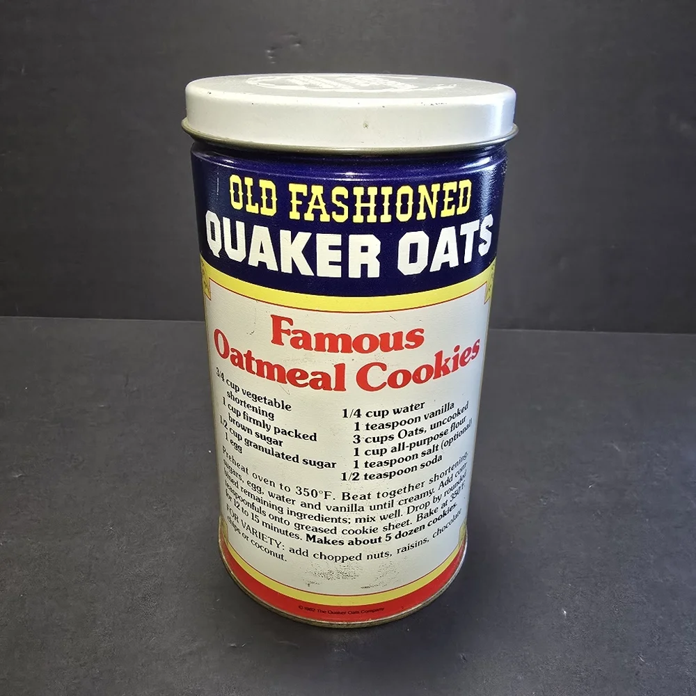 Vintage 1982 Old Fashioned Quaker Oats Tin Can Collector's Limited Edition